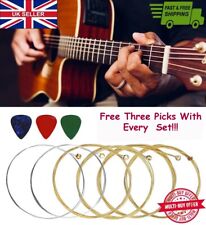 ACOUSTIC GUITAR STRINGS ✅SET OF 6 HIGH QUALITY STRINGS ✅ THREE GUITAR PICKS