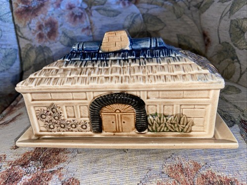 Vintage ceramic butter dish - ceramic,