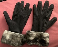Soft Black Gloves with Faux