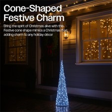 LED Festive Christmas Cone-Shaped LED Light Tower - 90cm, 120cm & 150cm