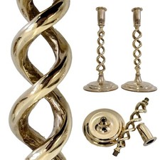 Brass Candlesticks Pair Barley