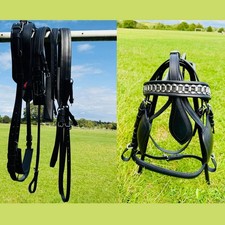 X Full/ Maxi Cob/ Extra Full/ Black Top Leather Driving Harness Quick Release