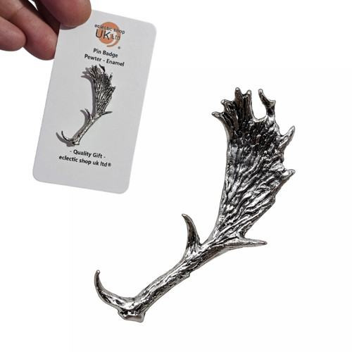 Fallow deer antler pin badge - fallow,