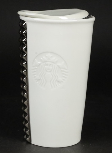 Starbucks white ceramic silver - starbucks,