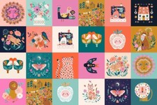 Dashwood Studios Decade Panel 100% Cotton Fabric Moth Floral Bird Fox Lion Cat