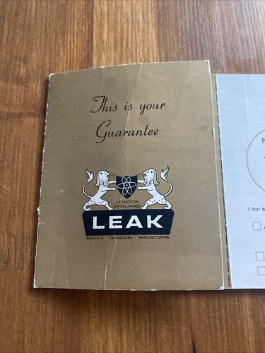 Leak guarantee card - guarantee,