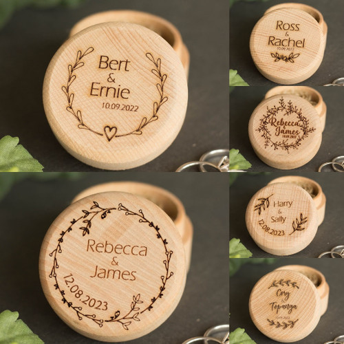 Personalised wooden ring box - ring,