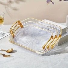 Rectangle Serving Tray Fruit Serving Platters with Handles-Sets of 3