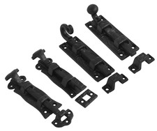 BLACK ANTIQUE CAST IRON ORNATE TUDOR FANCY TOWER SLIDING DOOR GATE BOLTS