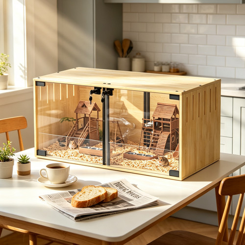 Chewproof glass hamster cage - chewproof,