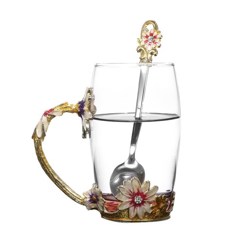 Enamel coffee cup 350ml - enamel, glass