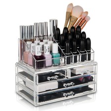 Glamsmacked Clear Acrylic Makeup Organiser with 4 Drawers and Storage Space
