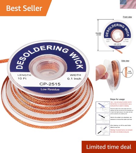 Efficient 10ft solder wick - 10ft,