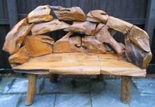 Carving Teak Wood Large Bench