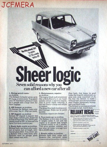 1971 reliant regal - reliant, 3-wheel