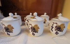 6 Royal Worcester Evesham Gold Pots De Crème  Chocolate Pots