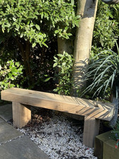 120cm 3 Seat Wooden Rustic Garden Sleeper Bench Super Smooth Contemporary Style