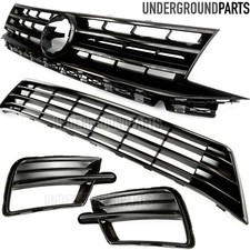 VW CADDY MK4 VAN ALL GLOSS BLACK BUMPER GRILLES FRONT UPPER LOWER & FOG LIGHTS