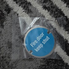 25 x FIRE DOOR KEEP SHUT Metal Door Sign 75mm  Satin 