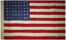 VINTAGE COTTON 48 STAR AMERICAN FLAG - 3 X 5 OLD GLORY SEWN AND EMBROIDERED USA