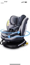Reecle 360 Swivel Car Seat with ISOFIX, Group 0+1/2/3 (0-36 kg),0-12 Years(Grey)