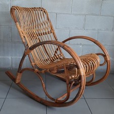 Bamboo And Rattan Rocking Chair Italian Craftsmanship 1960s Design