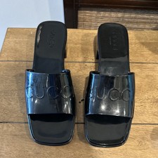 Black Gucci Jelly Rubber Block Sandals Slides Shoes Platforms Size 7