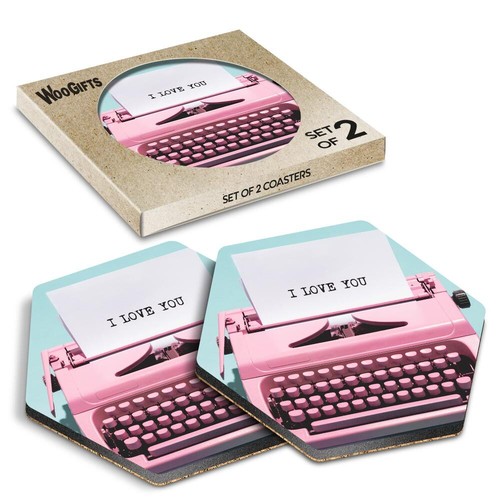 Hexagon mdf coaster - hexagon, pink