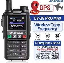 BaoFeng UV-18 Pro Max GPS Walkie Talkies Long Range Air Band Two Way Ham Radio