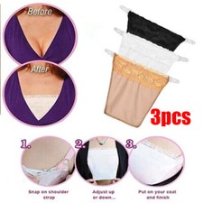 3PCS White Black Beige Cami Secret Clip on Mock Camisole Modesty Parody Panel