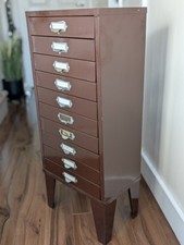 Filing Cabinet 10 Drawer On Legs Industrial Vintage Steel