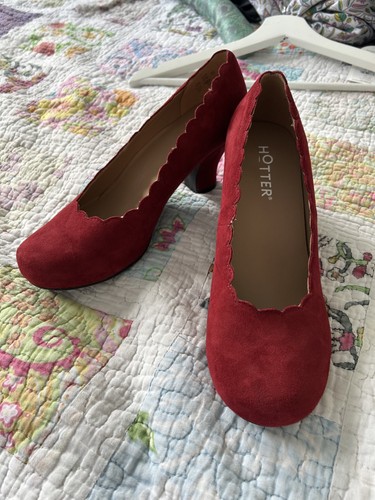 Hotter red suede heeled - , shoes