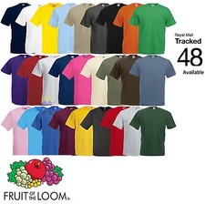 Fruit of the Loom 100% Cotton Plain Blank Men's Women's T-Shirts Value Weight