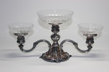 REED & BARTON #164 SILVERPLATE EPERGNE CANDELABRA WITH GLASS INSERTS