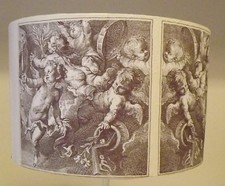 Antique Cherub Lampshade Pale gold Sepia shabby Chic Free Gift 