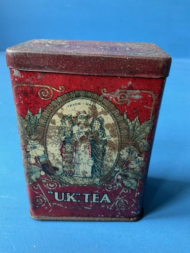 Vintage tea caddy tin storage - caddy,