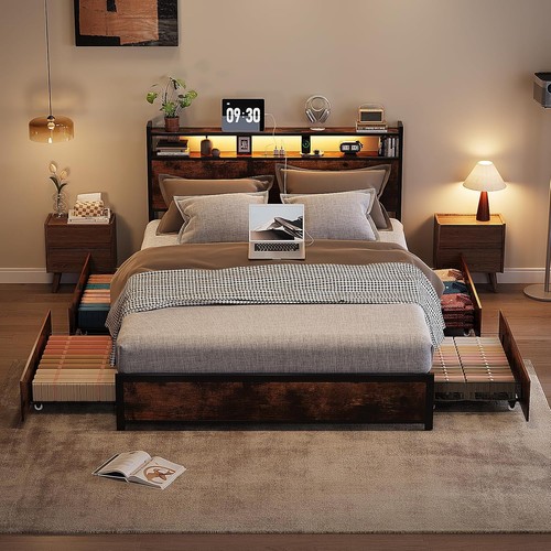 King size bed - size, metal