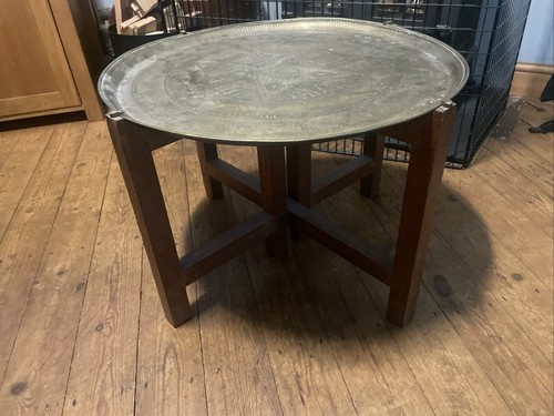 Eastern brass table - table, /benares