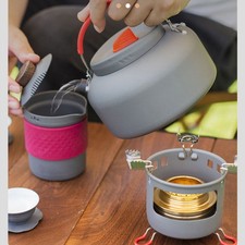 1-Outdoor Cookware Mess Kit Camping Cooking Pot Fry Pan And Kettle Set For NDZP