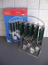 VINTAGE VINERS BISTRO 20 PIECE CUTLERY SET WITH STAND - GREEN - NEW/BOXED