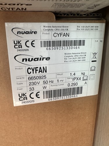 Nuaire cyfan extractor fan - cyfan, |