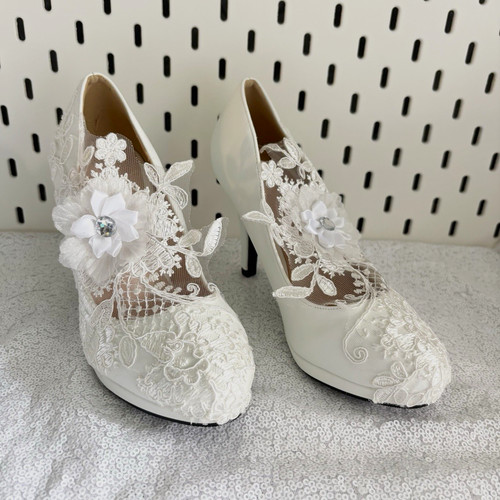 Bridal white lace high - bridal,