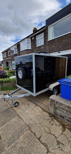 Black silver box trailer with - box,