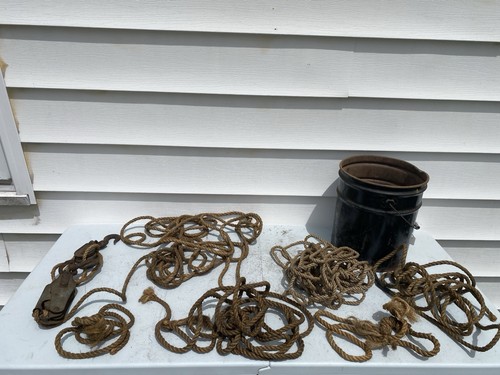 Vintage block tackle pulley - &,