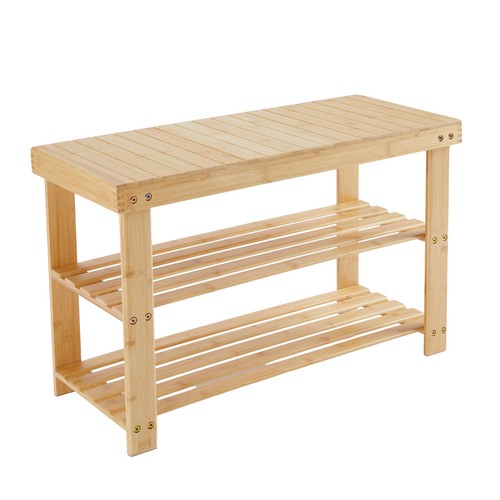 Tier bamboo shoe rack - shoe, bench