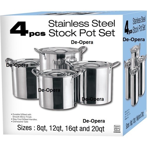 New 4pc large stainless - stainless, steel
