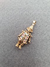 Vintage 9ct Yellow Gold Ruby And Sapphire Articulated Clown Pendant