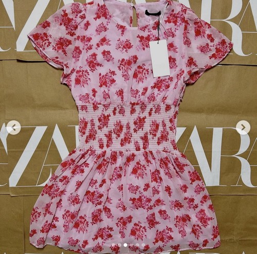 Zara short floral dress pink - short,