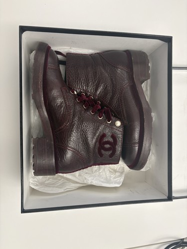 Chanel burgundy biker boots - chanel,