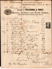 1864 civil war Wilkinson Frost Harness Saddlery Trunk Dlrs Inv. revenue use #73